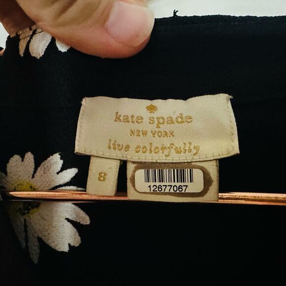 KATE SPADE Women's Black & White Daisy Dot Floral Button Front Romper Size 8 - Picture 7 of 10